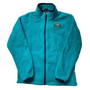 L.L. Bean Mountain Classic Fleece Jacket Blue Sz Medium Kids Full Zip Warm Cozy
